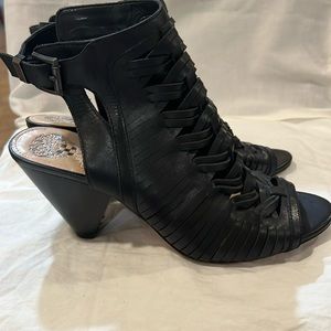 Vince Camuto Emore black, leather heeled sandals